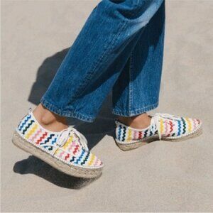 Loeffler Randall Alfie Espadrille Rainbow Sneakers, Size 40